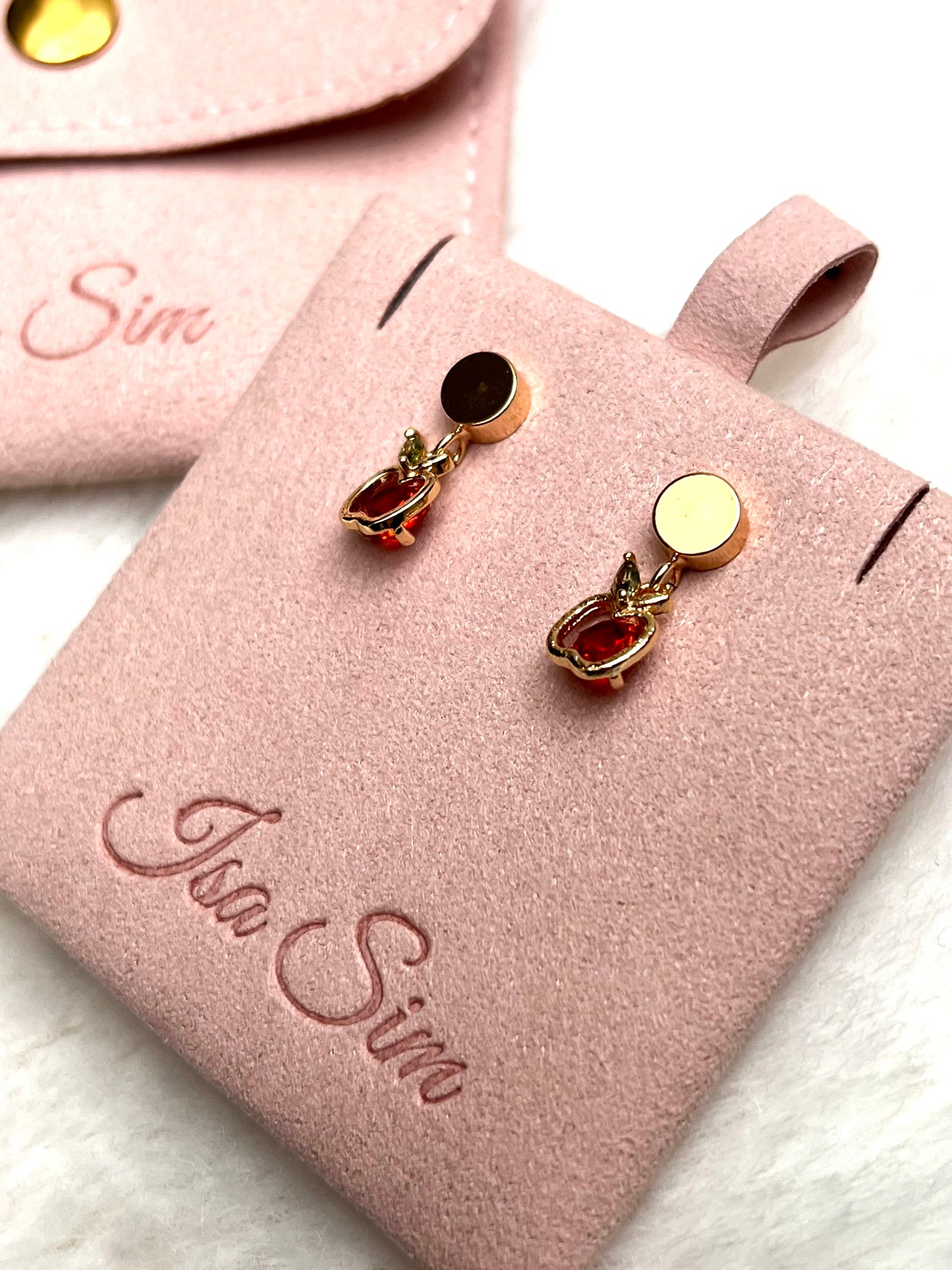 Fruity - 18K Gold Cz Apple Earrings