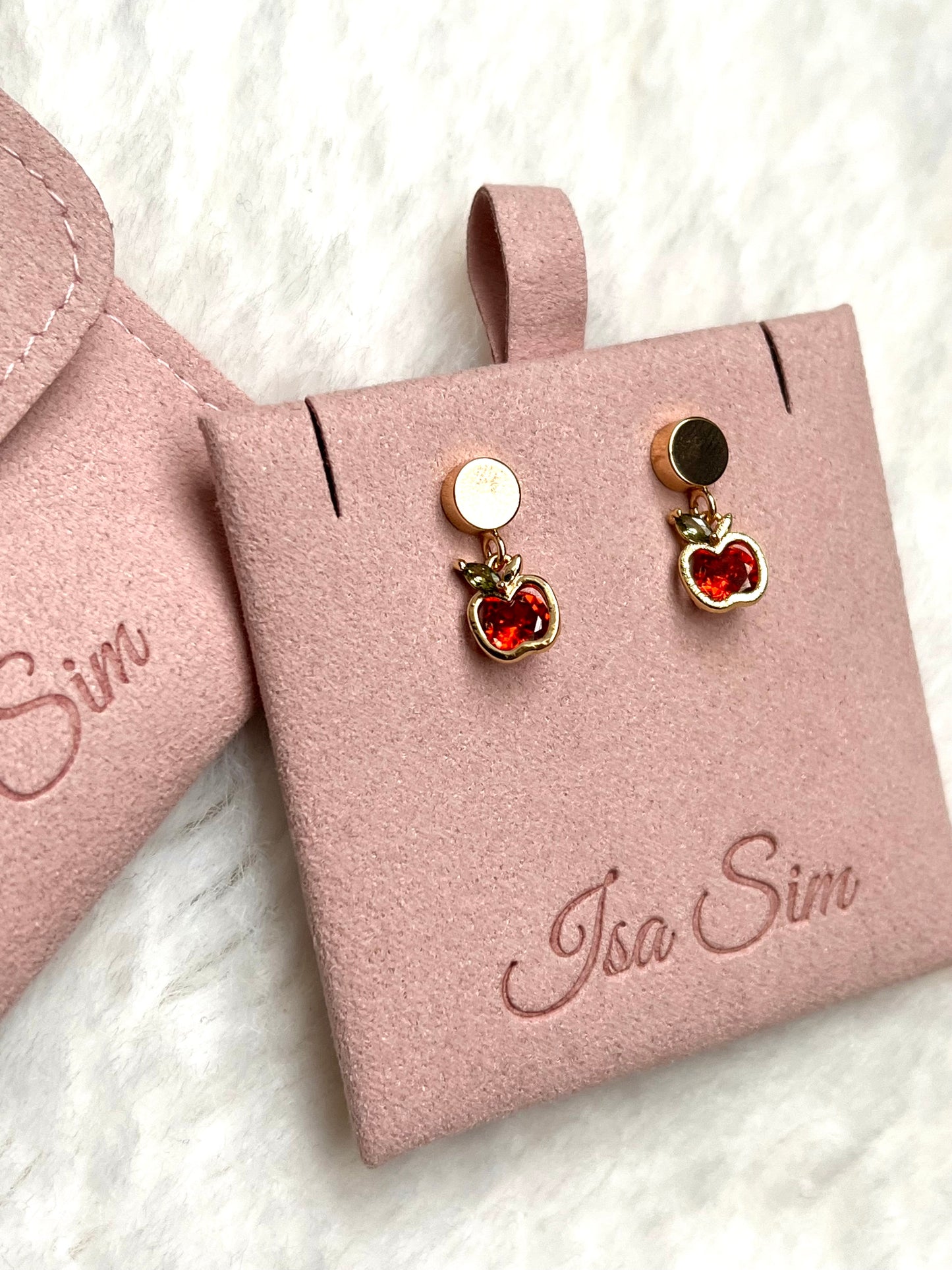 Fruity - 18K Gold Cz Apple Earrings