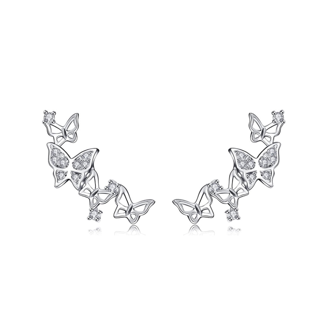 Butterfly - Sterling Silver Cz Earrings