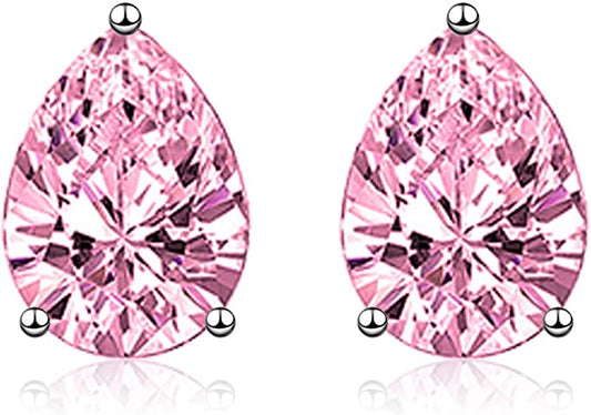 Jasmine - Pink Teardrop Sterling Silver Earrings