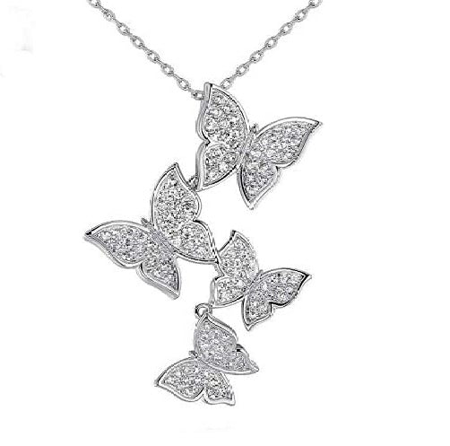 Butterfly - Sterling Silver Cz Necklace