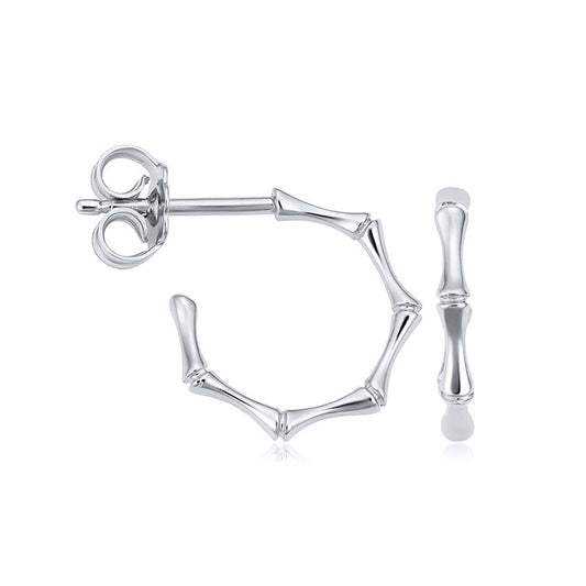 Bamboo - Sterling Silver Hoops