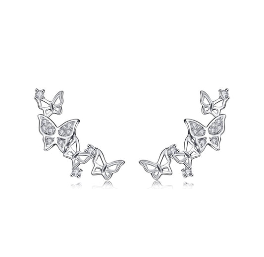 Butterfly - Sterling Silver Cz Earrings
