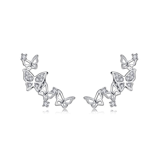 Butterfly - Sterling Silver Cz Earrings