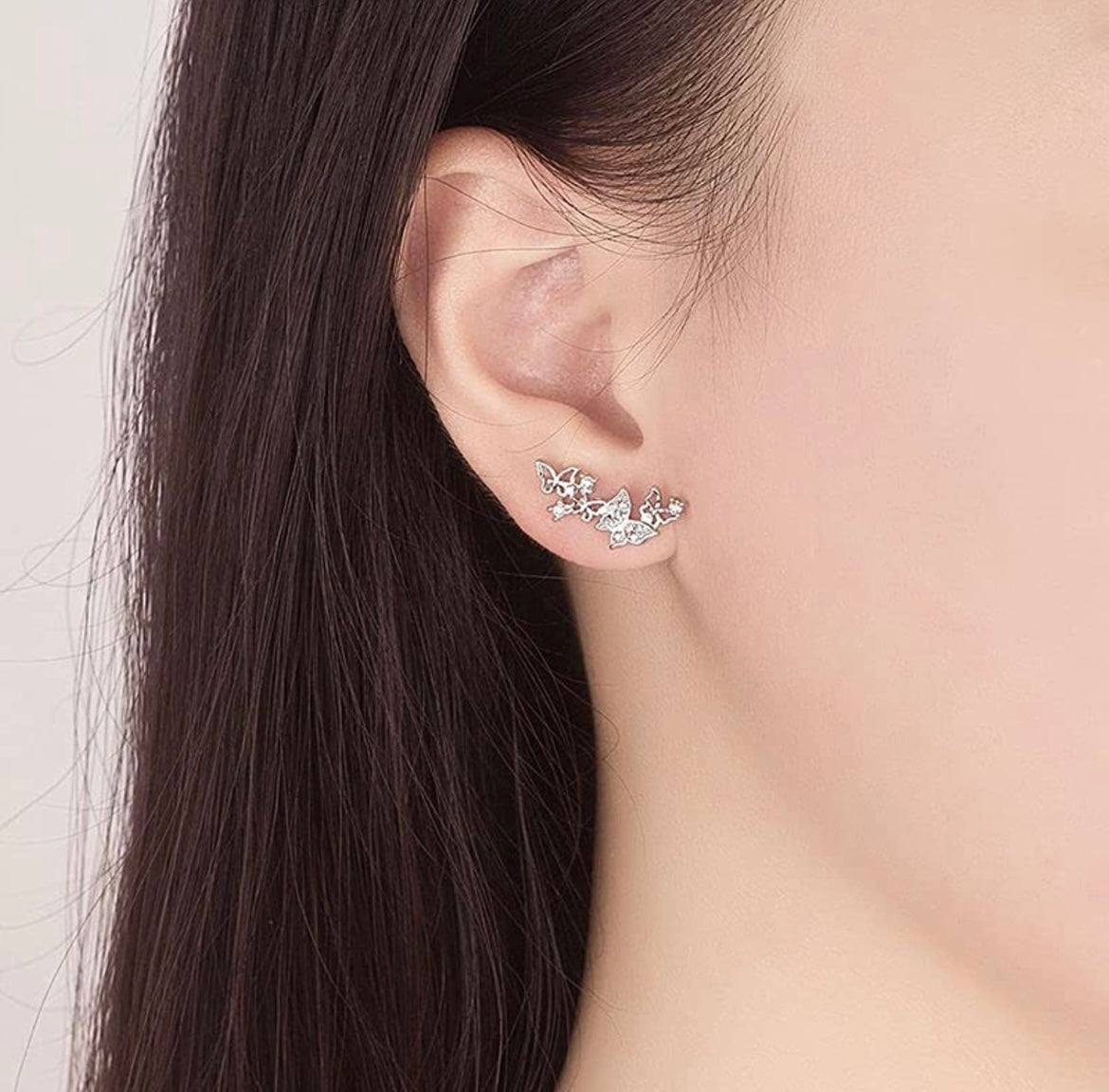 Butterfly - Sterling Silver Cz Earrings